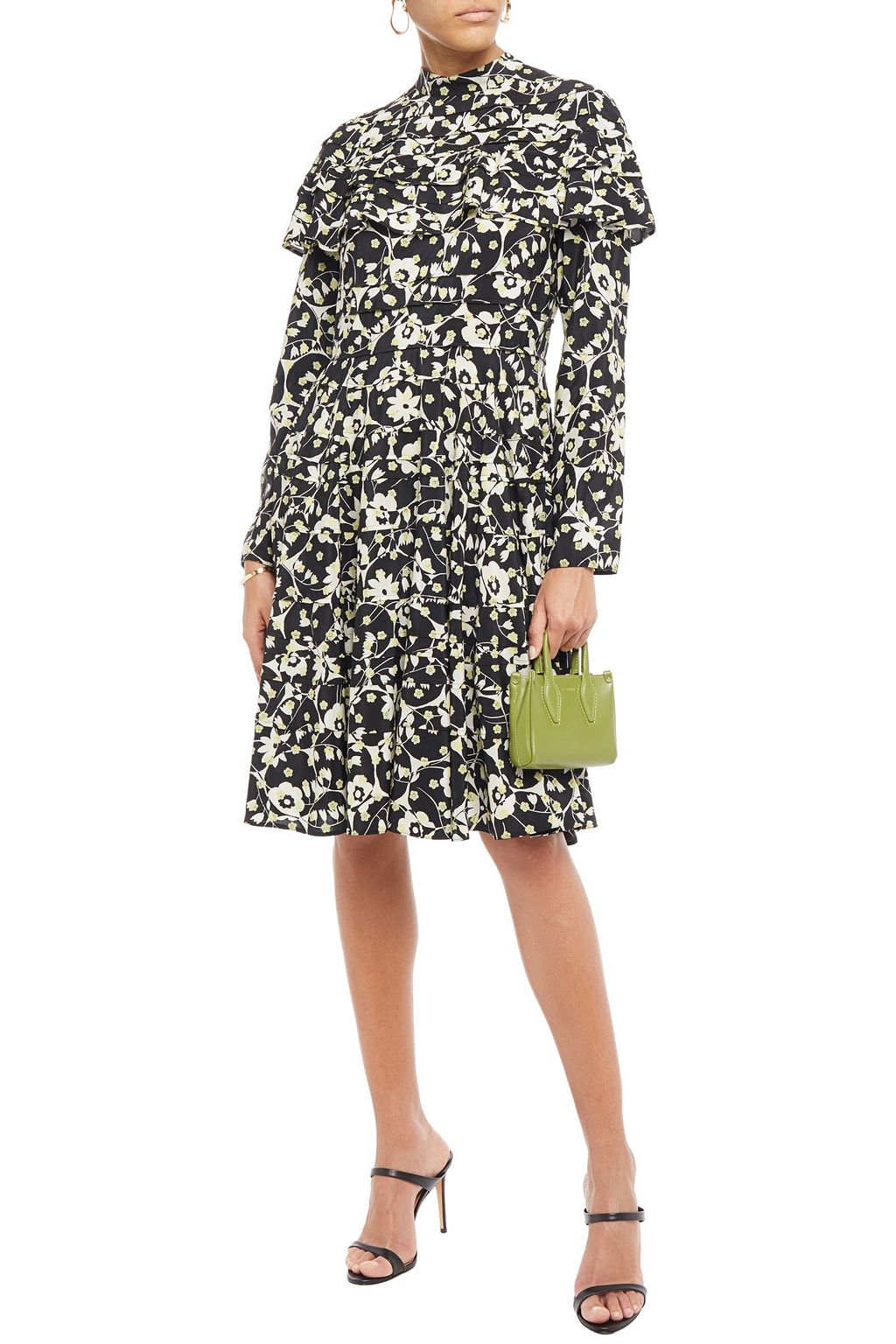 VALENTINO GARAVANI Tiered floral-print silk crepe de chine dress