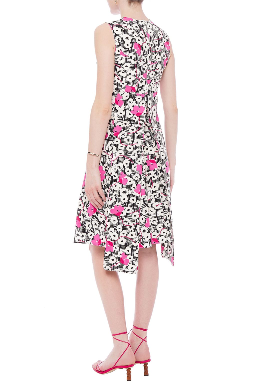 VALENTINO GARAVANI Paneled floral-print silk crepe de chine dress
