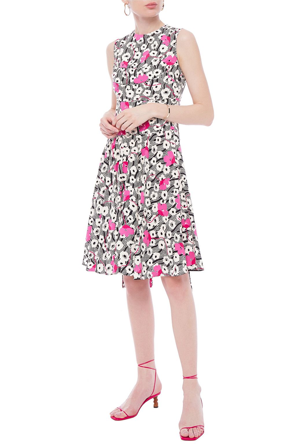 VALENTINO GARAVANI Paneled floral-print silk crepe de chine dress