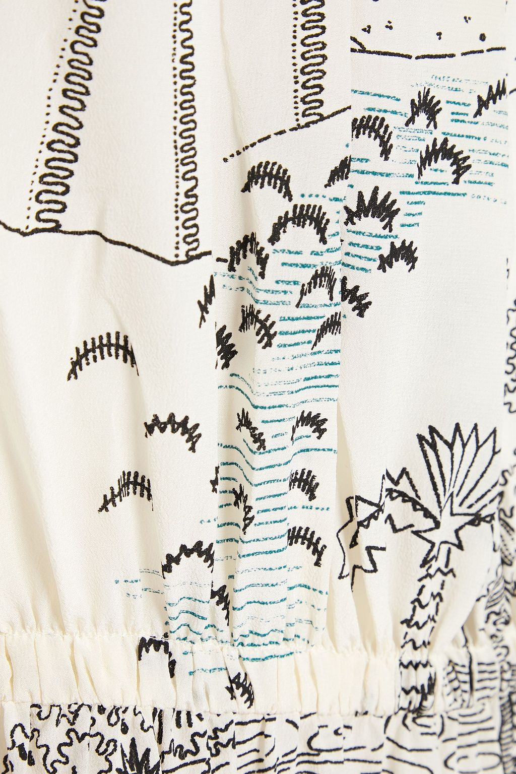 VALENTINO GARAVANI Bow-detailed gathered silk crepe de chine mini dress