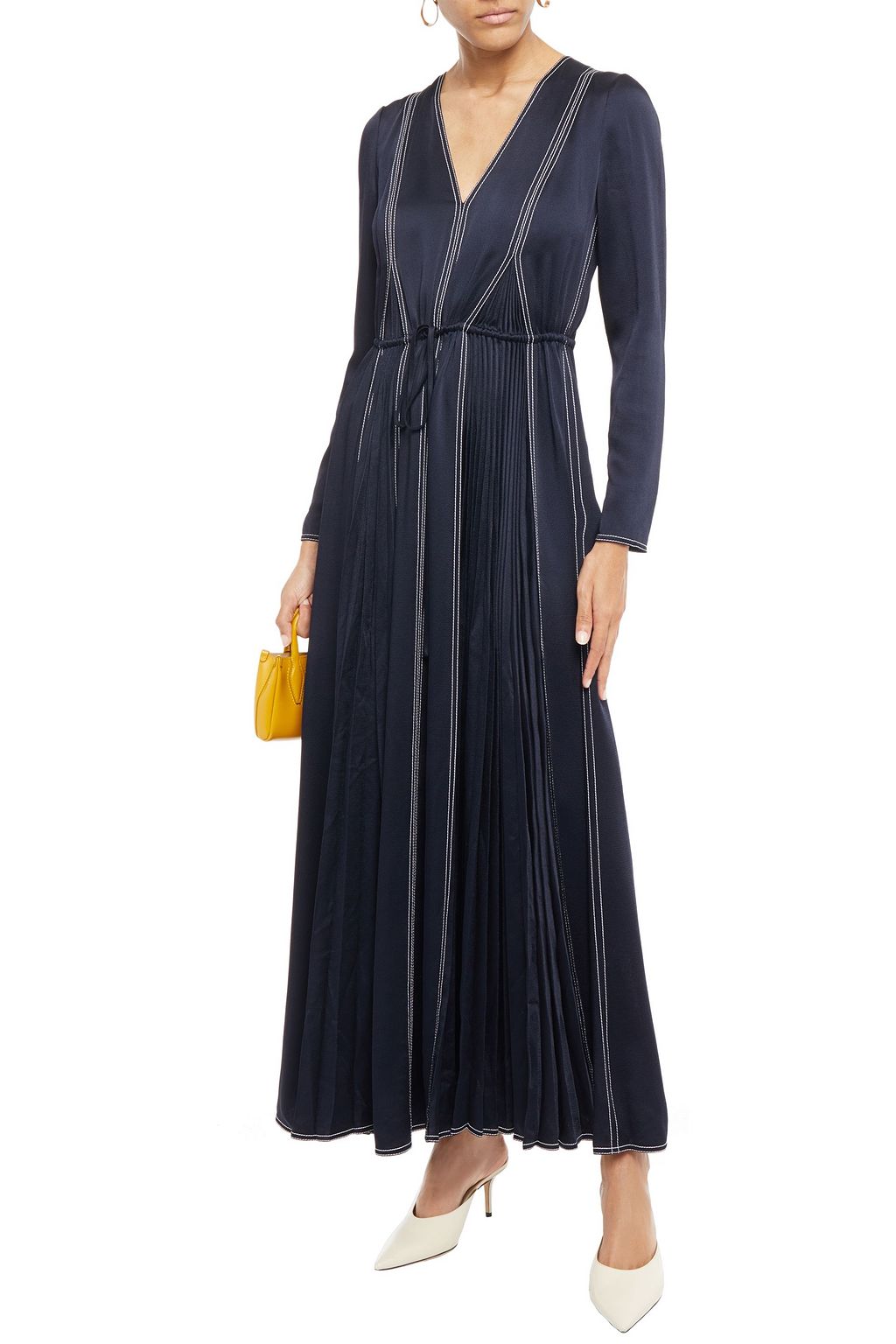 VALENTINO GARAVANI Pleated satin-crepe maxi dress