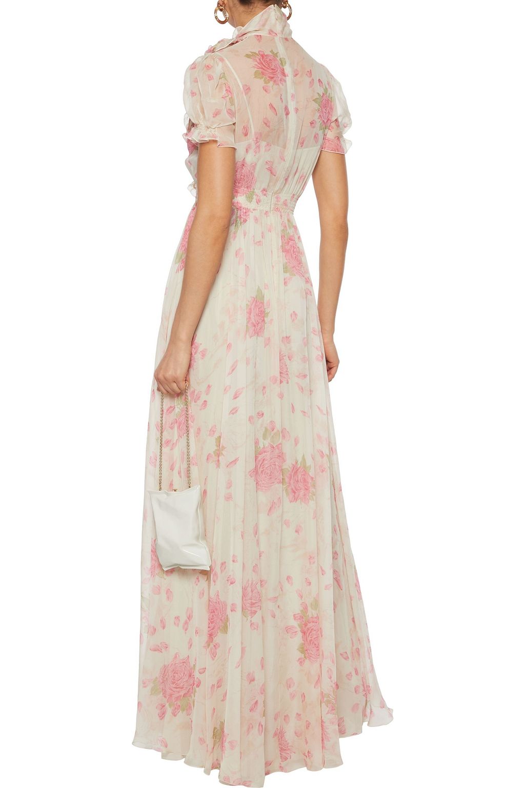VALENTINO GARAVANI Pussy-bow floral-print silk-chiffon maxi dress