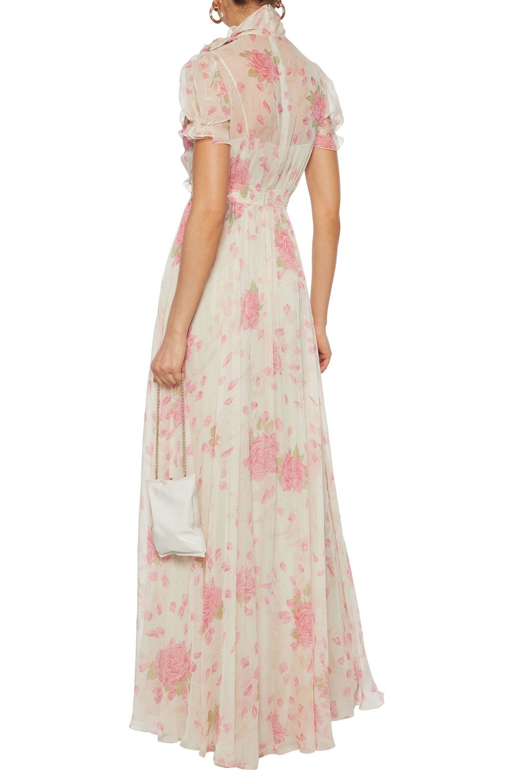 Off-white Pussy-bow floral-print silk-chiffon maxi dress | Sale up to ...