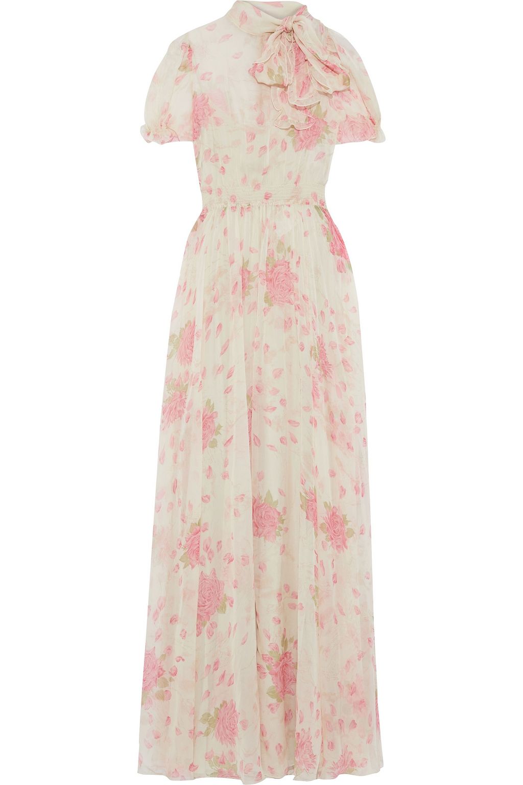 Off-white Pussy-bow floral-print silk-chiffon maxi dress | Sale up to ...