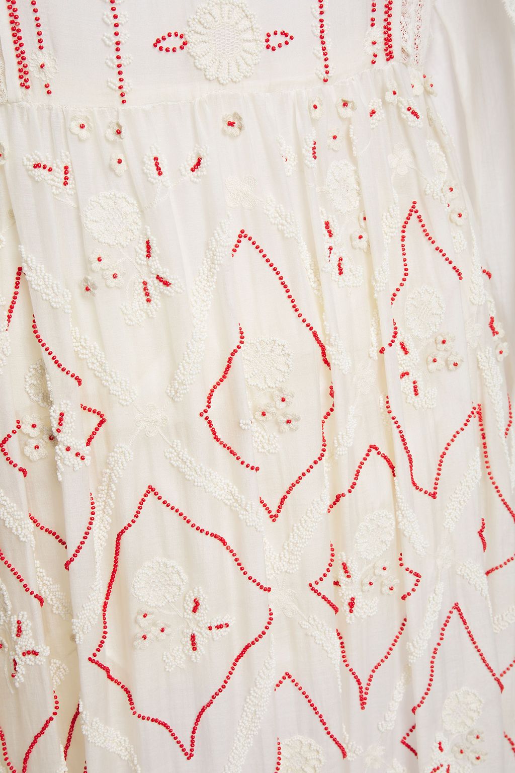 VALENTINO GARAVANI Embellished embroidered cotton and silk-blend midi dress