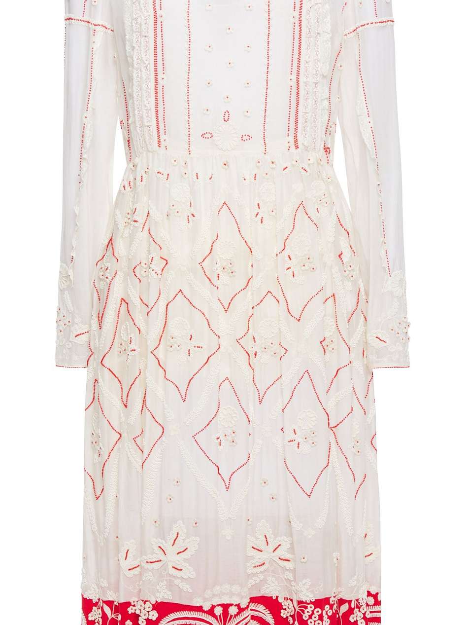 embellished embroidered cotton and silk-blend midi dress