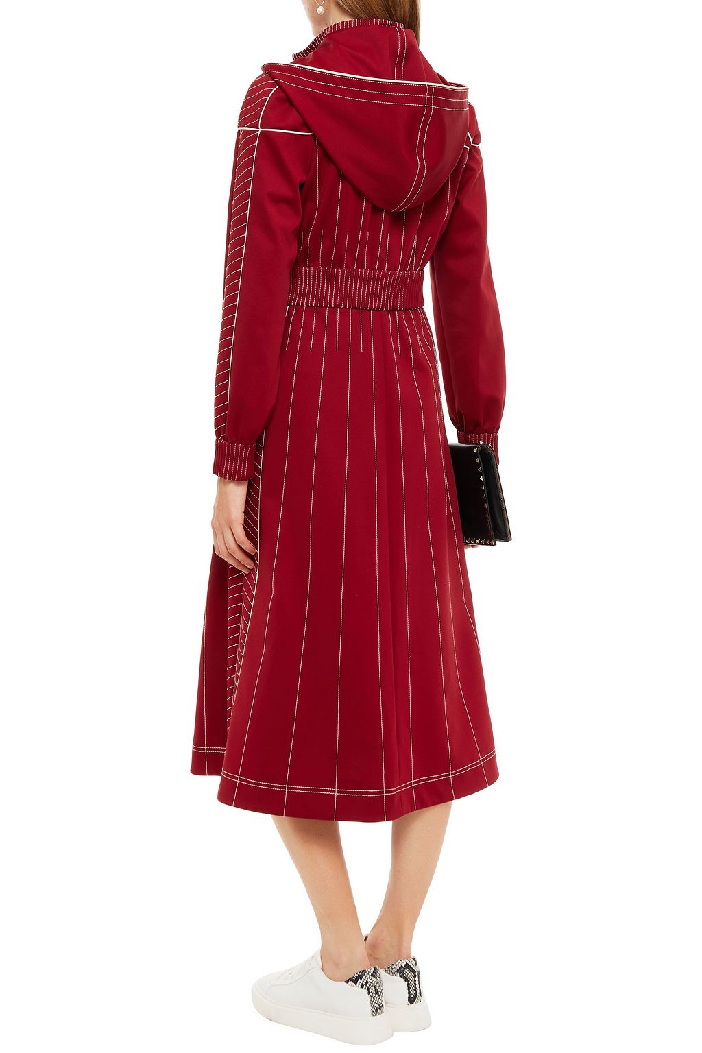 VALENTINO GARAVANI Embroidered jersey hooded midi dress