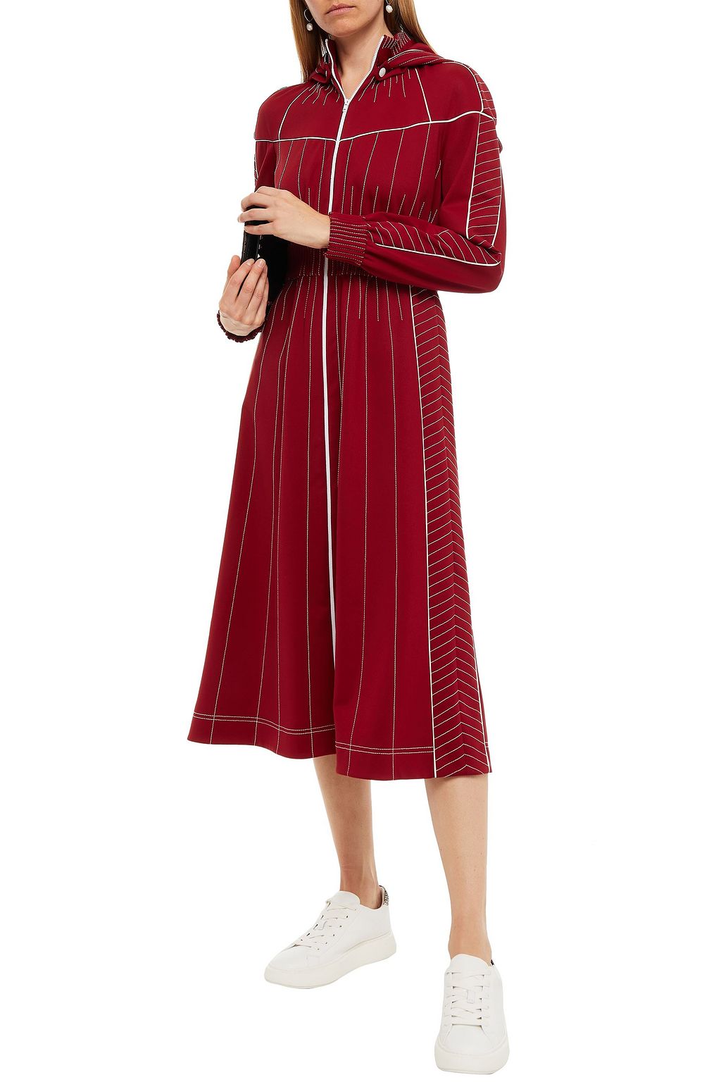 VALENTINO GARAVANI Embroidered jersey hooded midi dress