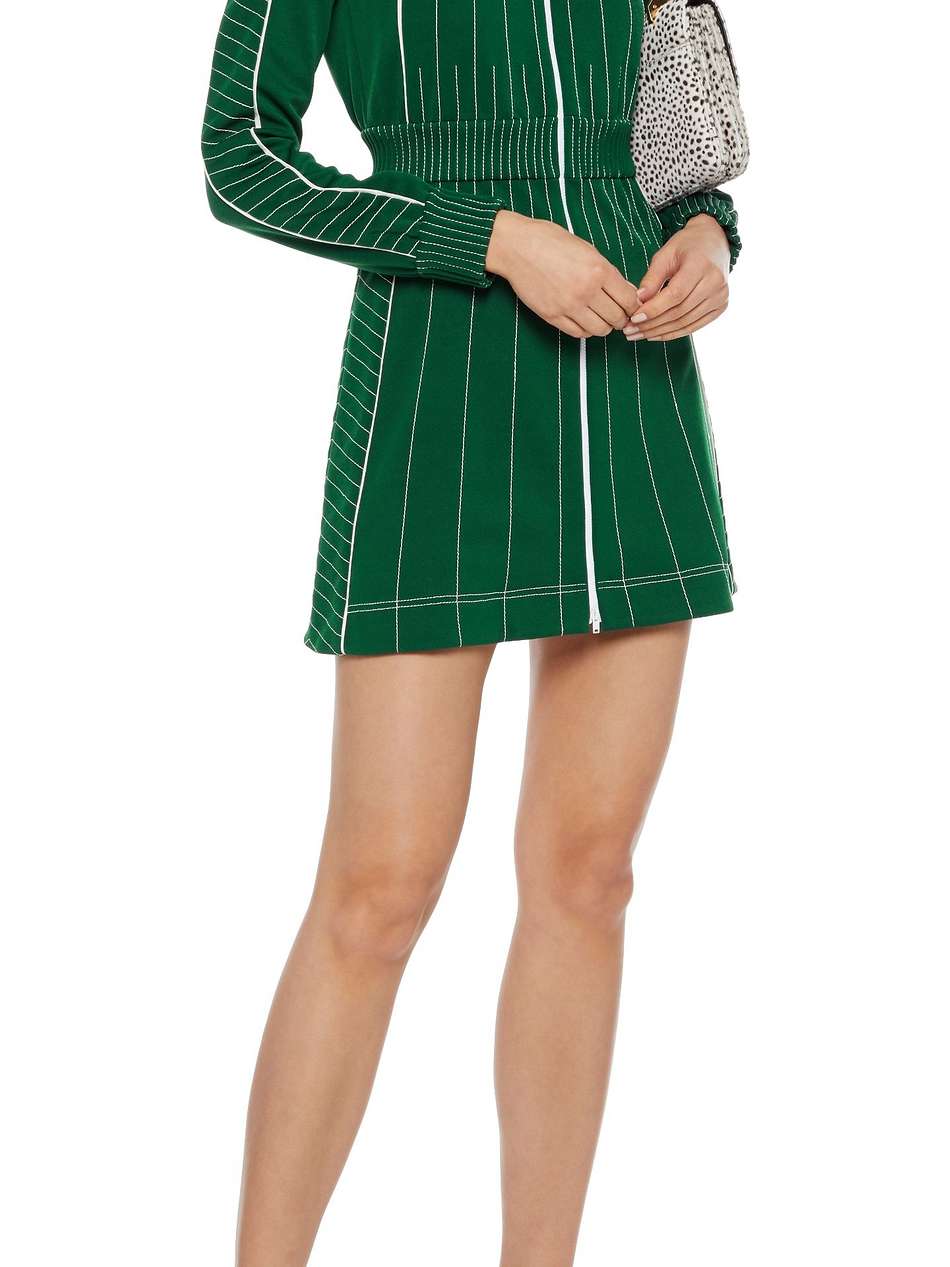 zip-detailed embroidered stretch-ponte mini dress