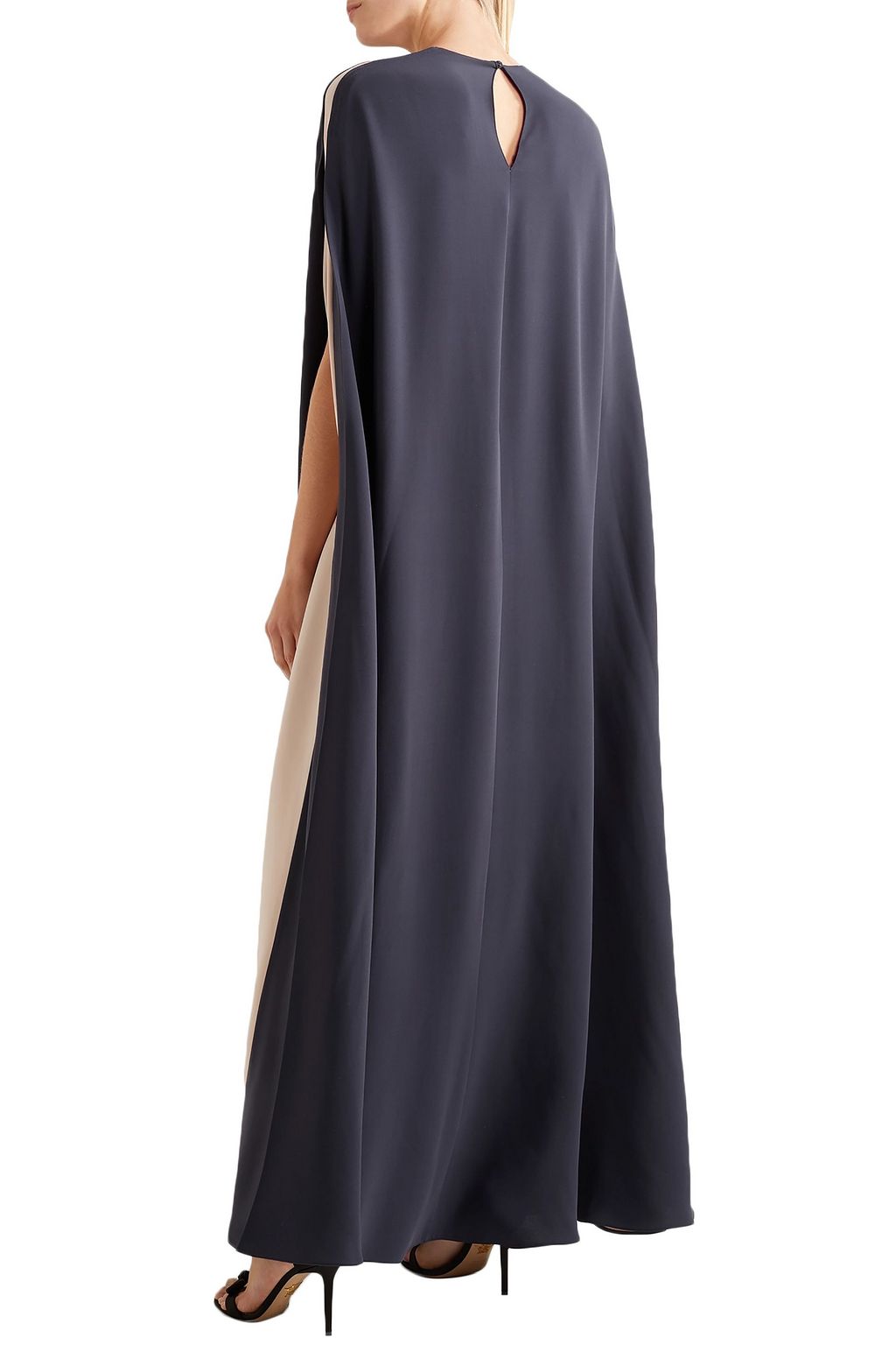 VALENTINO GARAVANI Cape-effect two-tone silk-blend crepe gown