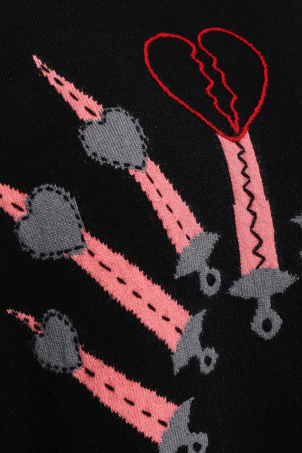VALENTINO GARAVANI Embroidered intarsia wool and cashmere-blend sweater