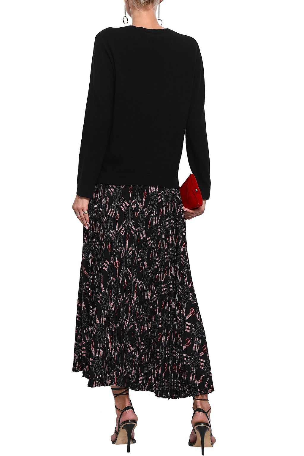 VALENTINO GARAVANI Embroidered intarsia wool and cashmere-blend sweater