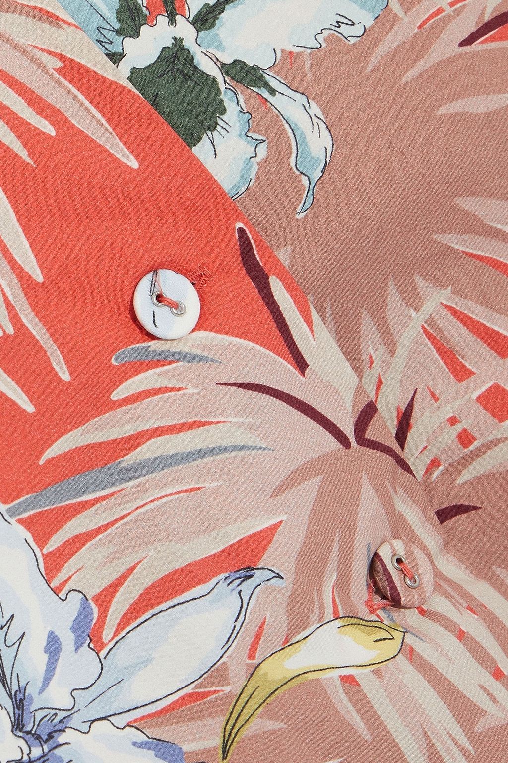 VALENTINO GARAVANI Embellished floral-print cotton-poplin shirt