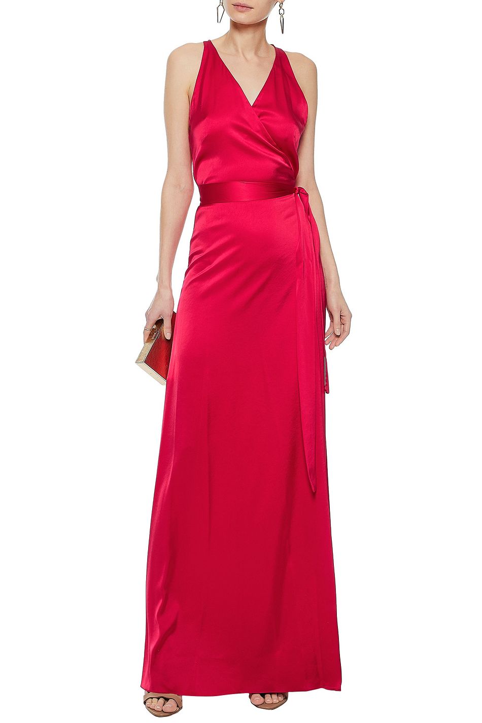 satin wrap gown