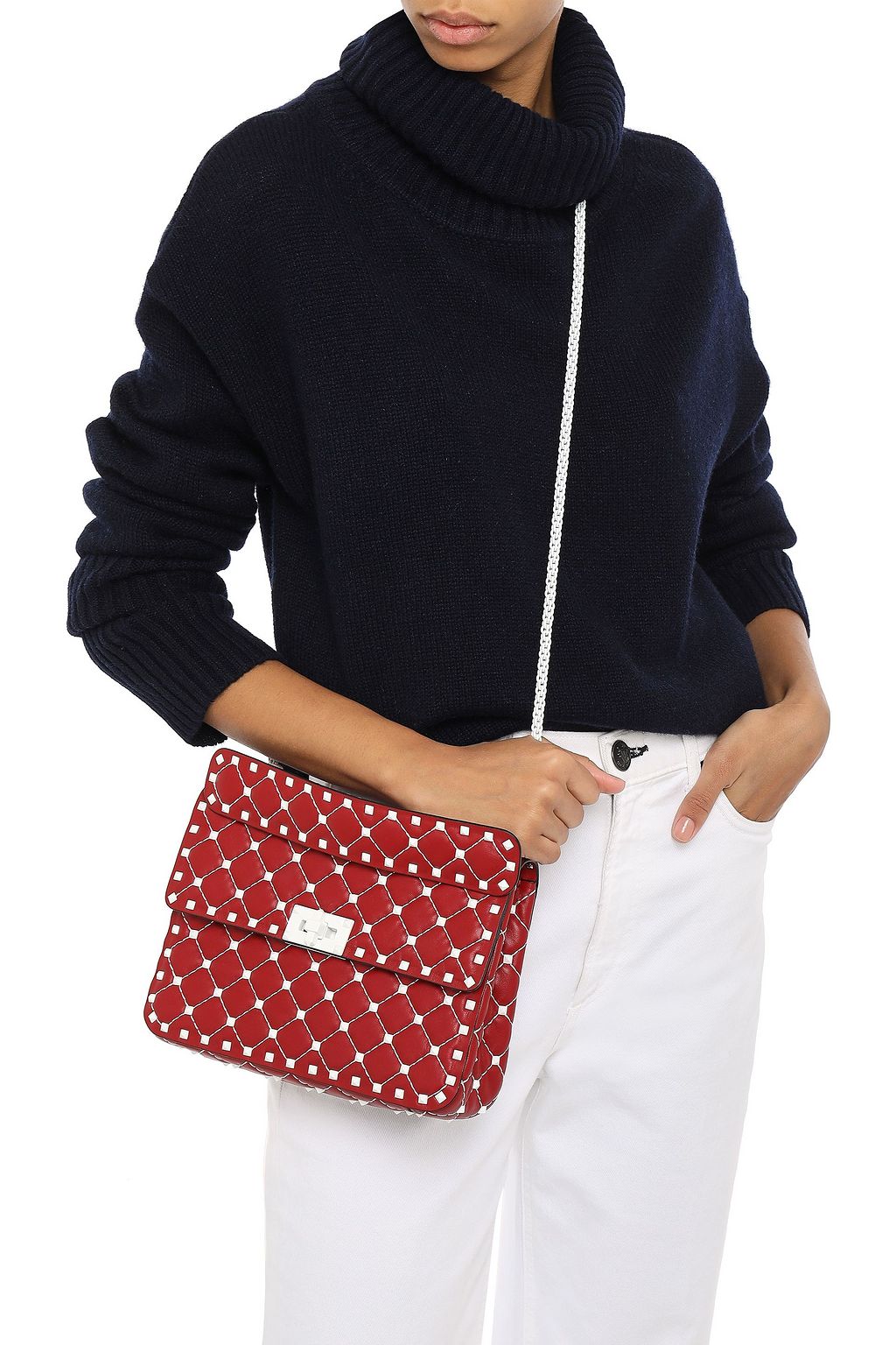 VALENTINO GARAVANI Studded quilted leather shoulder bag THE