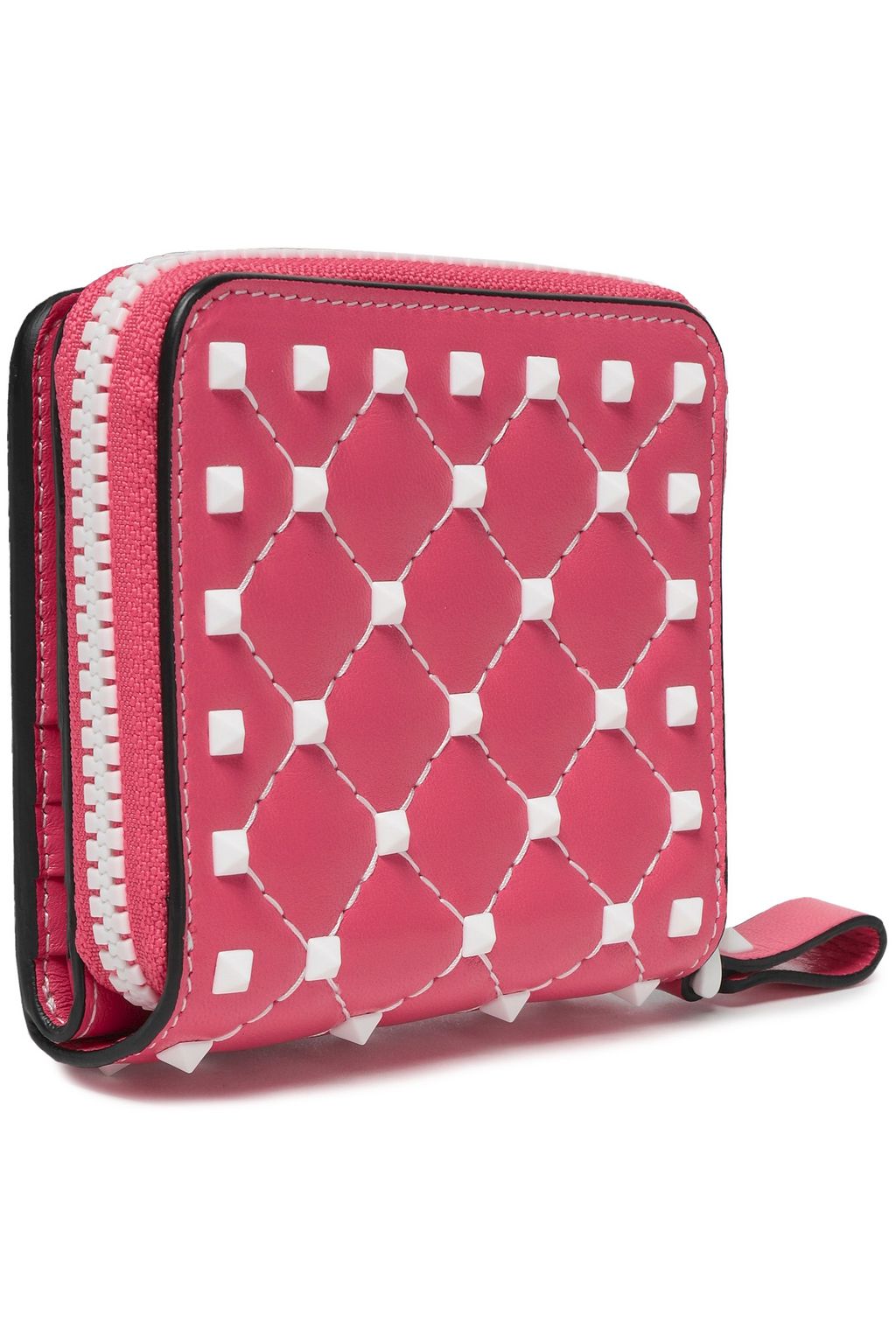 VALENTINO GARAVANI Studded quilted textured-leather wallet