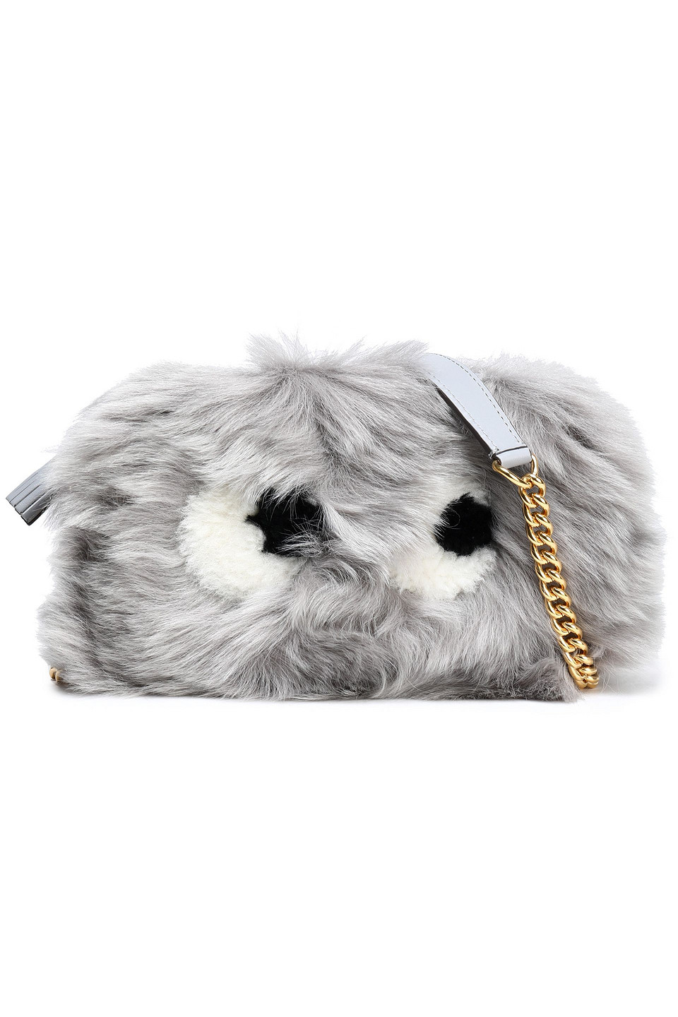 anya hindmarch - eyes mini shearling shoulder bag - gray - onesize