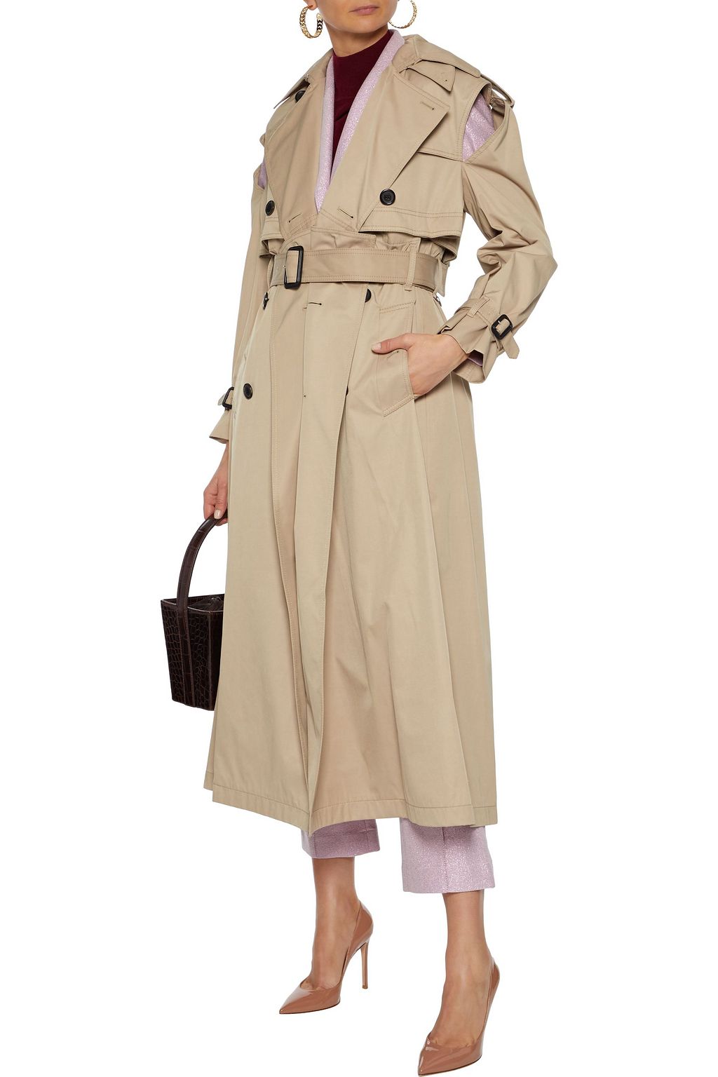 VALENTINO GARAVANI Button-detailed cutout gabardine trench coat