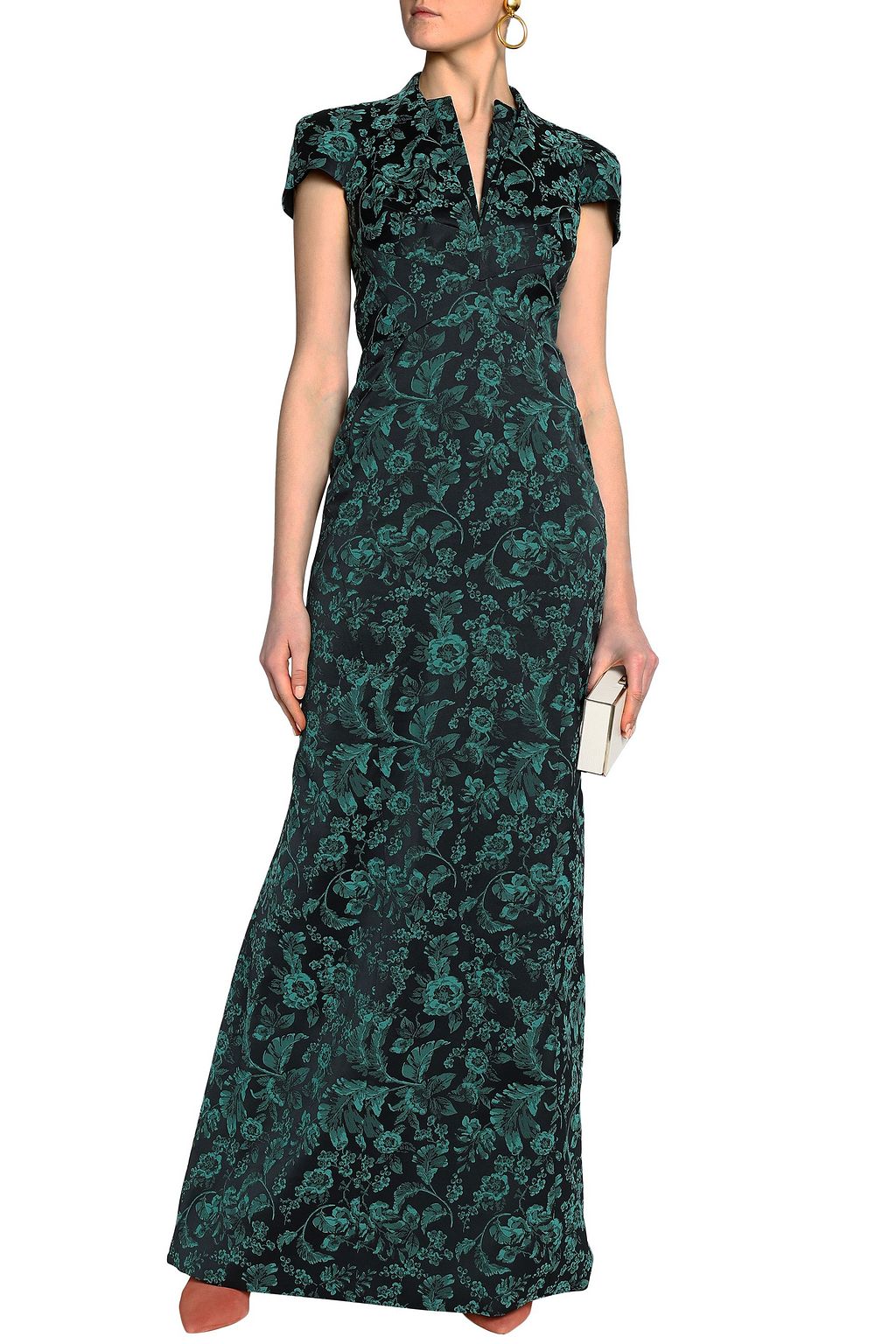 ZAC POSEN Floral-jacquard gown