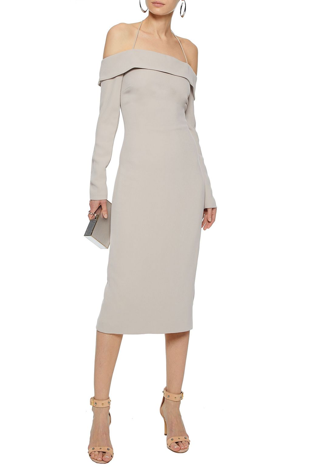 CUSHNIE Off-the-shoulder cady halterneck dress