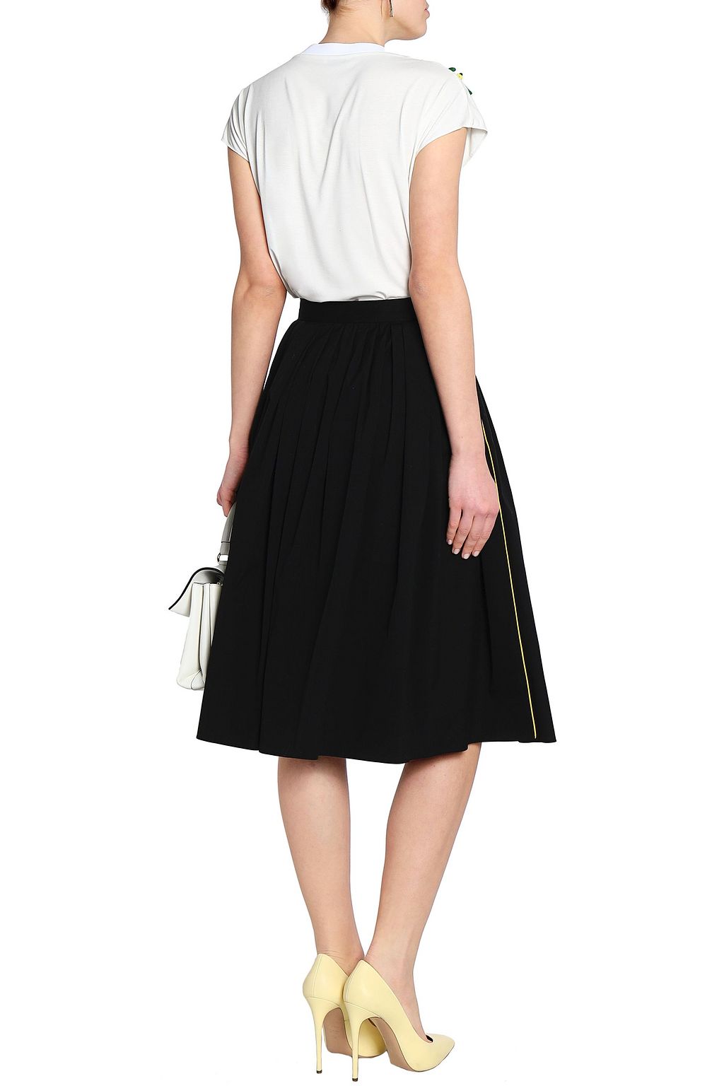 VIONNET Button-detailed pleated cotton-blend poplin skirt