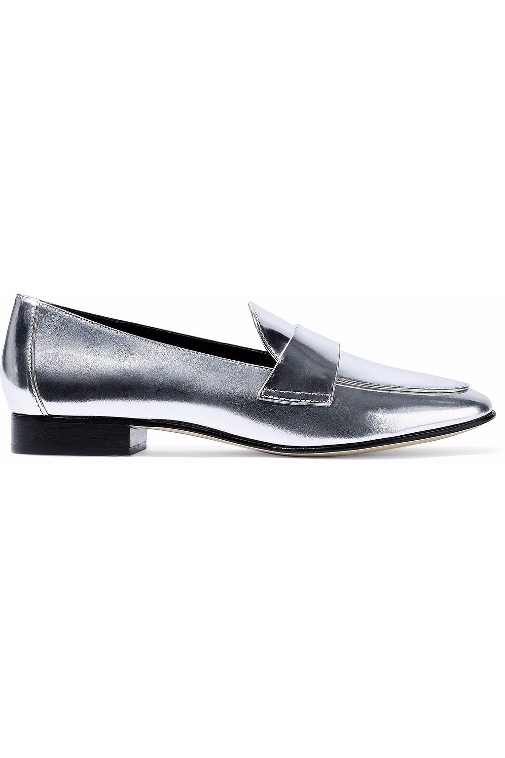 metallic leather loafers