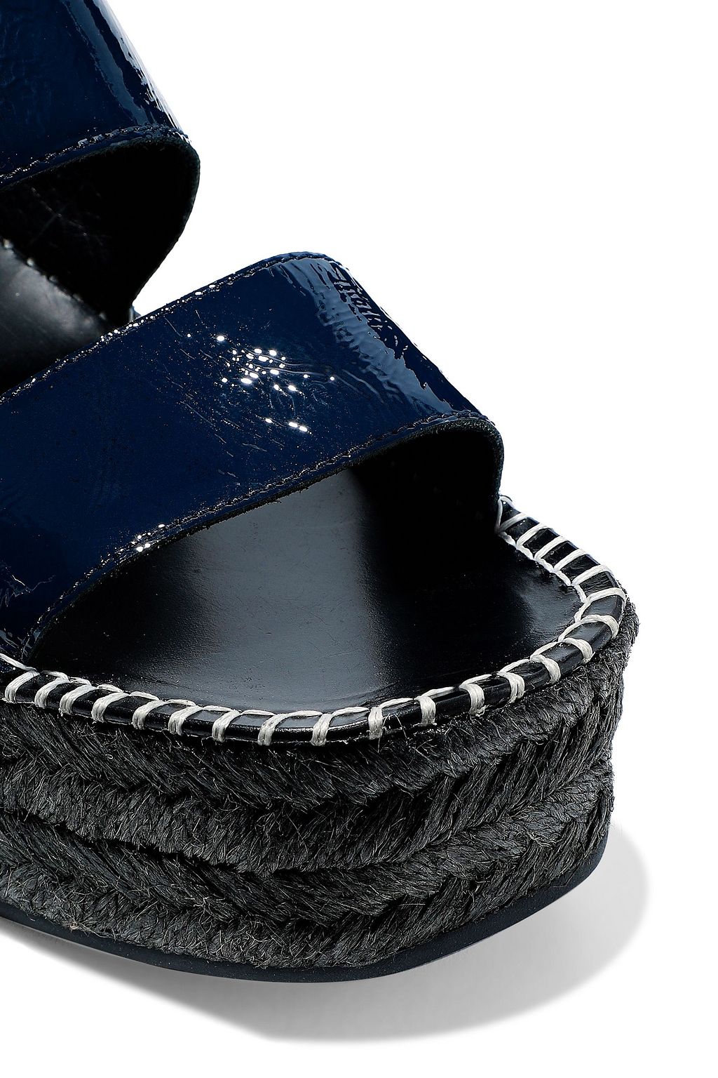 RAG & BONE Tara crinkled patent-leather platform espadrille sandals