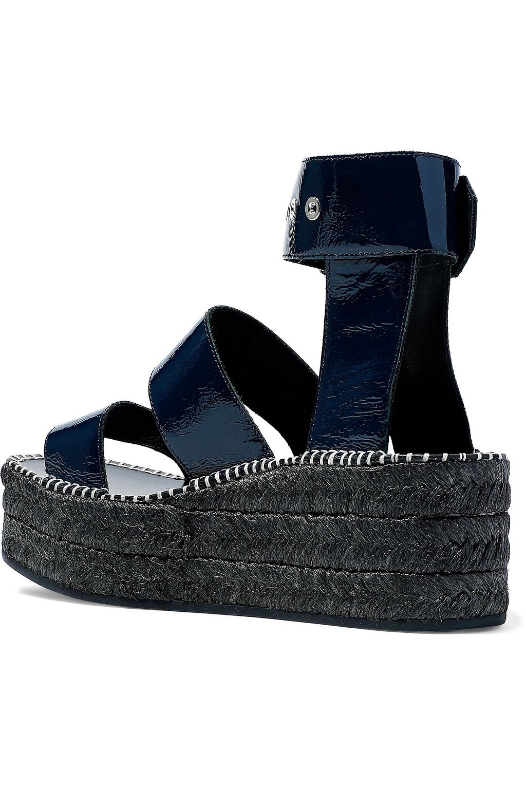 RAG & BONE Tara crinkled patent-leather platform espadrille sandals