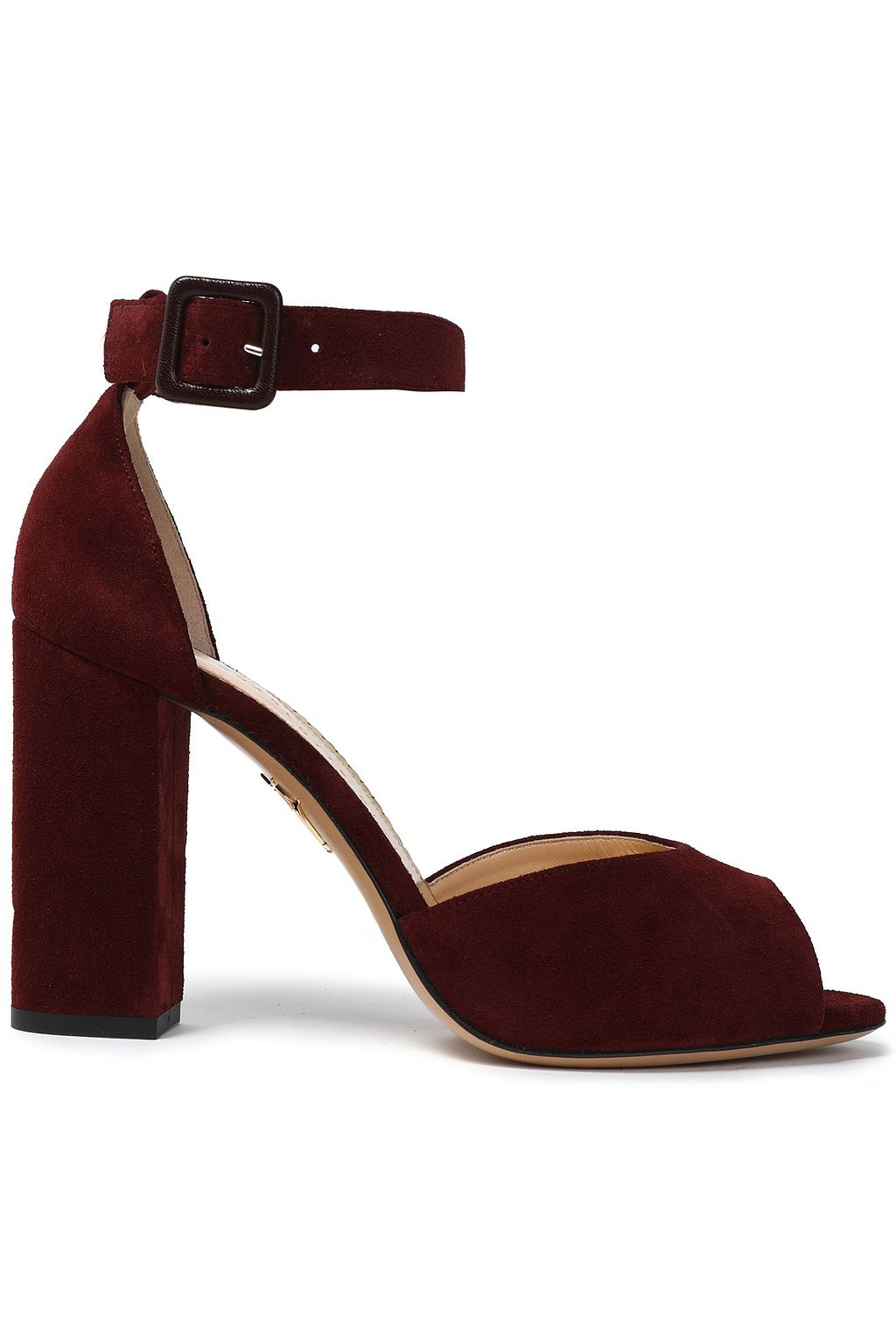 burgundy suede sandals