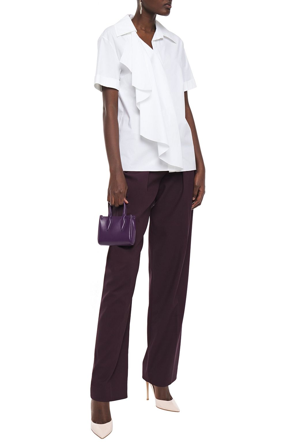 LANVIN Draped stretch-cotton poplin shirt