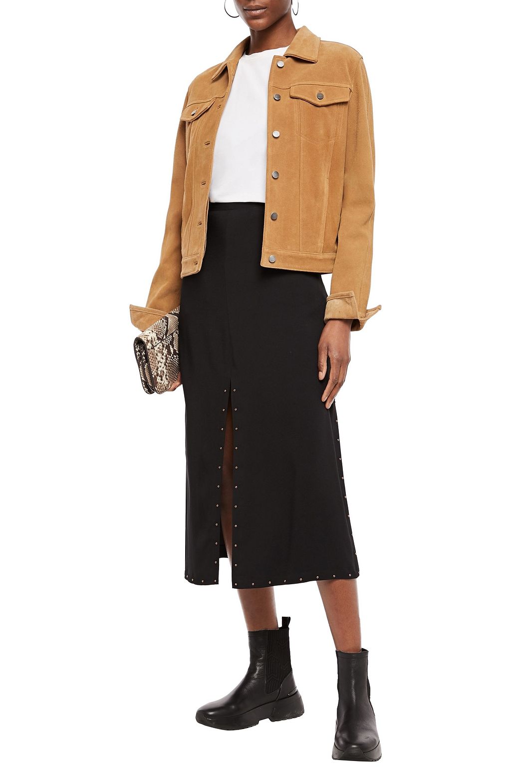 SEE BY CHLOÉ Studded crepe midi skirt