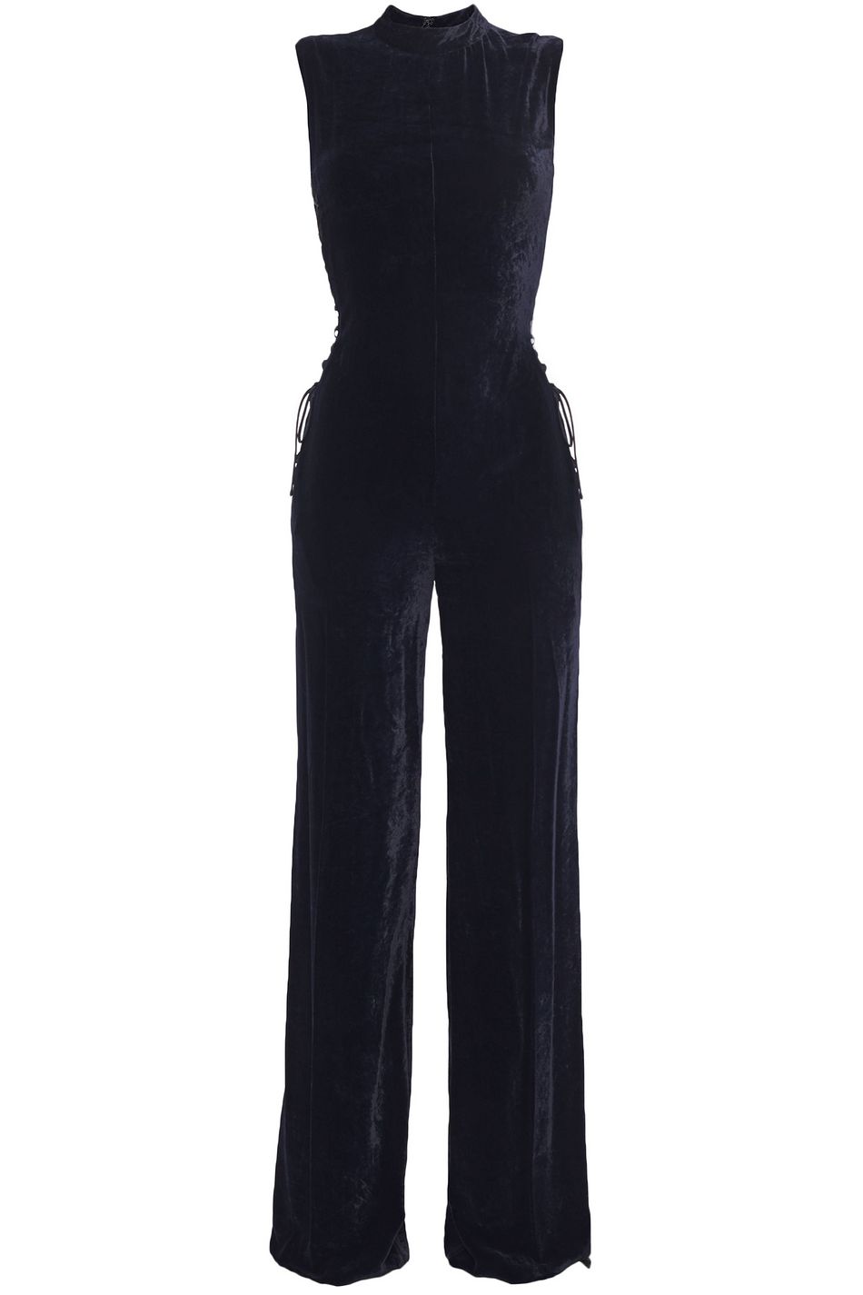 midnight blue velvet jumpsuit