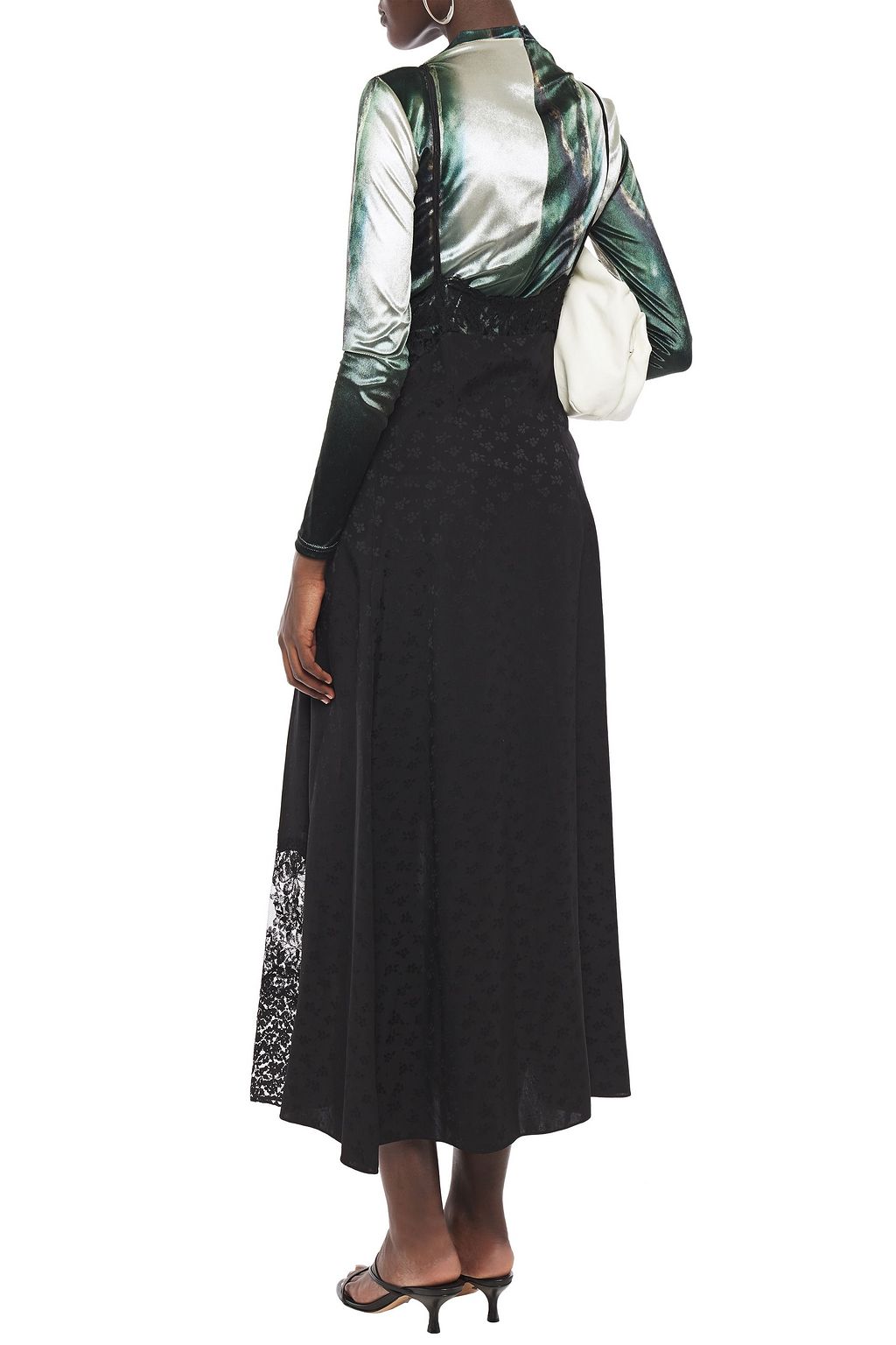 STELLA MCCARTNEY Layered printed satin-jacquard midi dress
