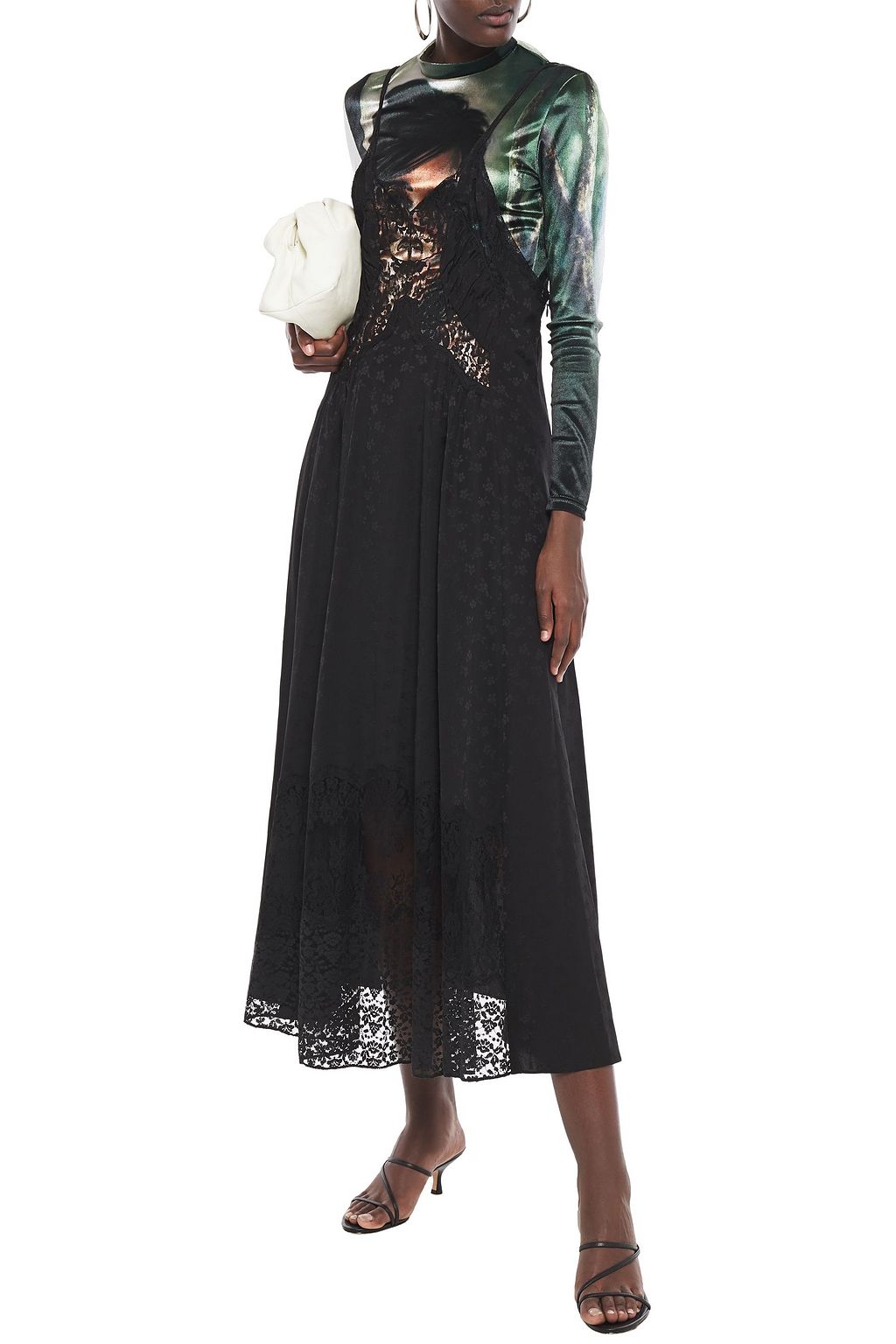 STELLA MCCARTNEY Layered printed satin-jacquard midi dress