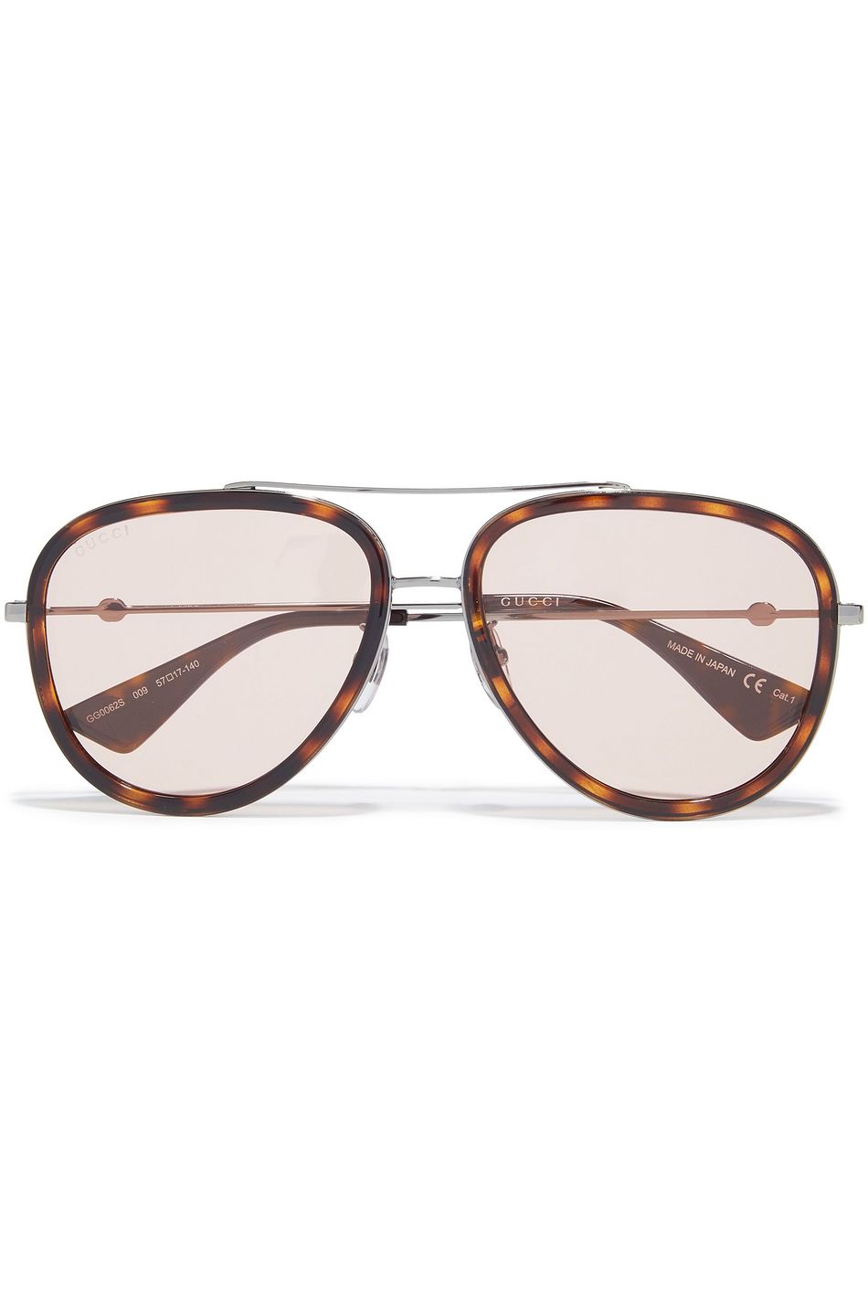 gucci silver tone aviator sunglasses