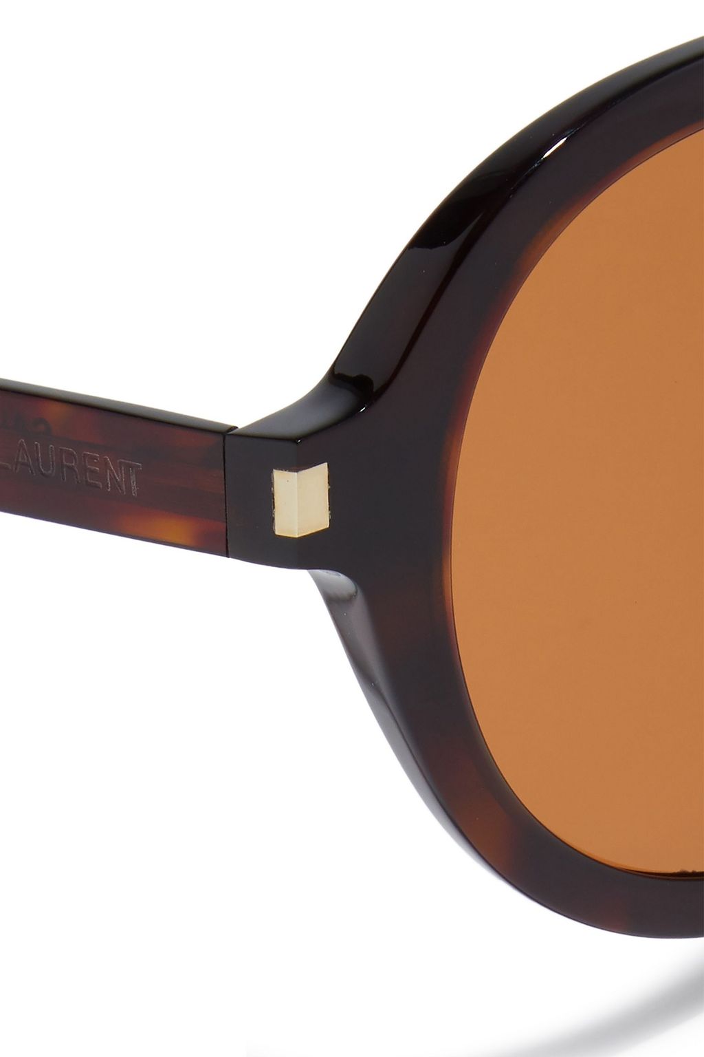 SAINT LAURENT Round-frame tortoiseshell acetate sunglasses