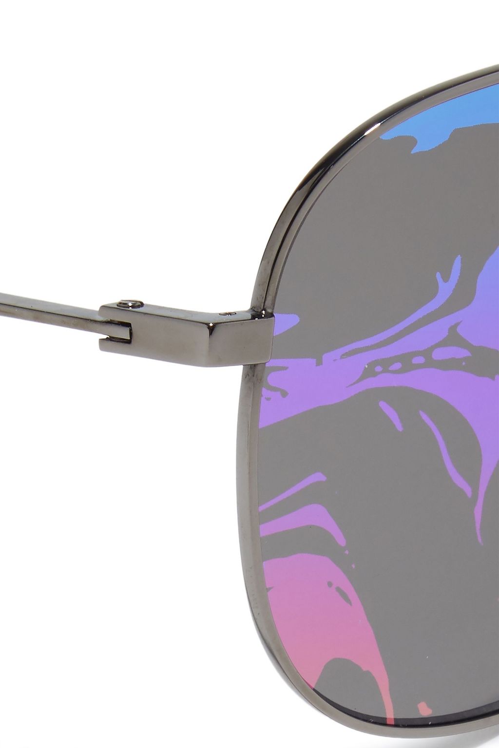 SAINT LAURENT Aviator-style ruthenium mirrored sunglasses
