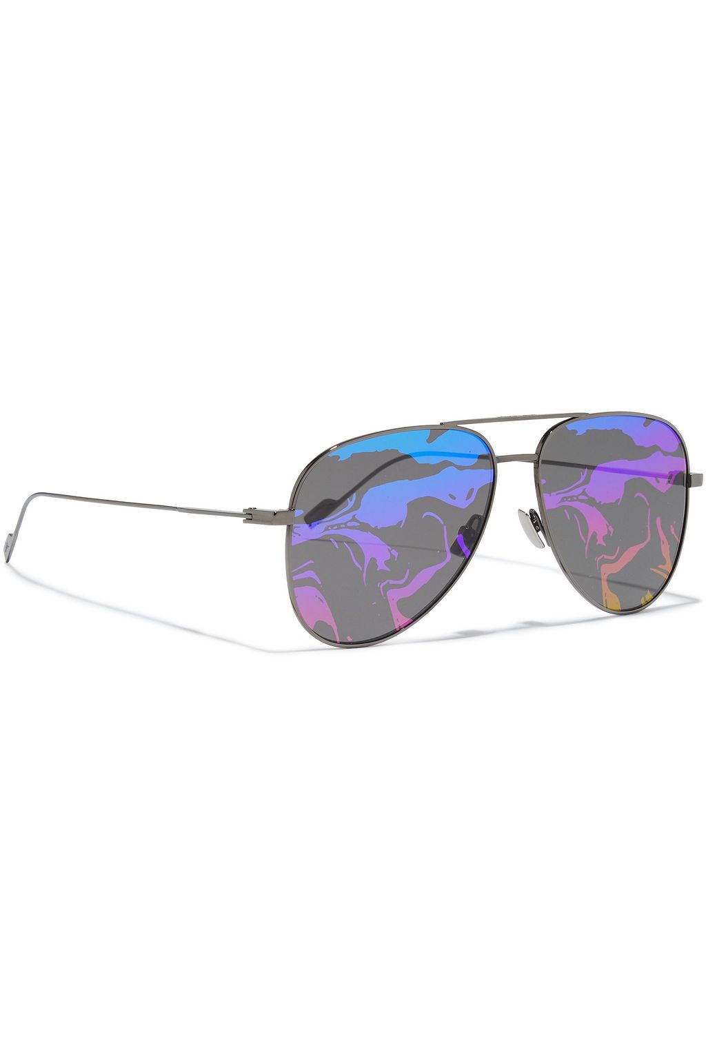 SAINT LAURENT Aviator-style ruthenium mirrored sunglasses