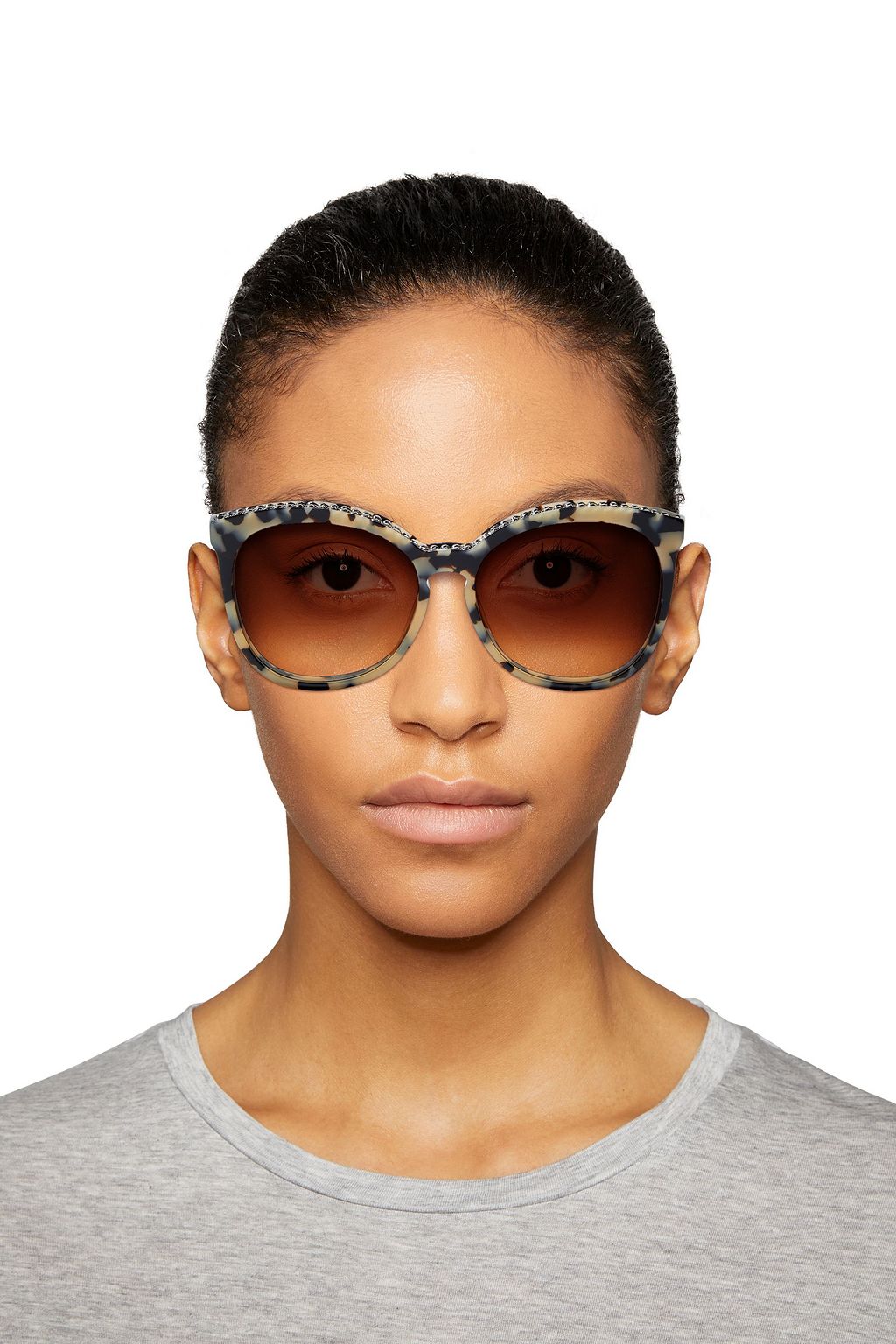 STELLA MCCARTNEY Falabella oversized D-frame tortoiseshell acetate sunglasses