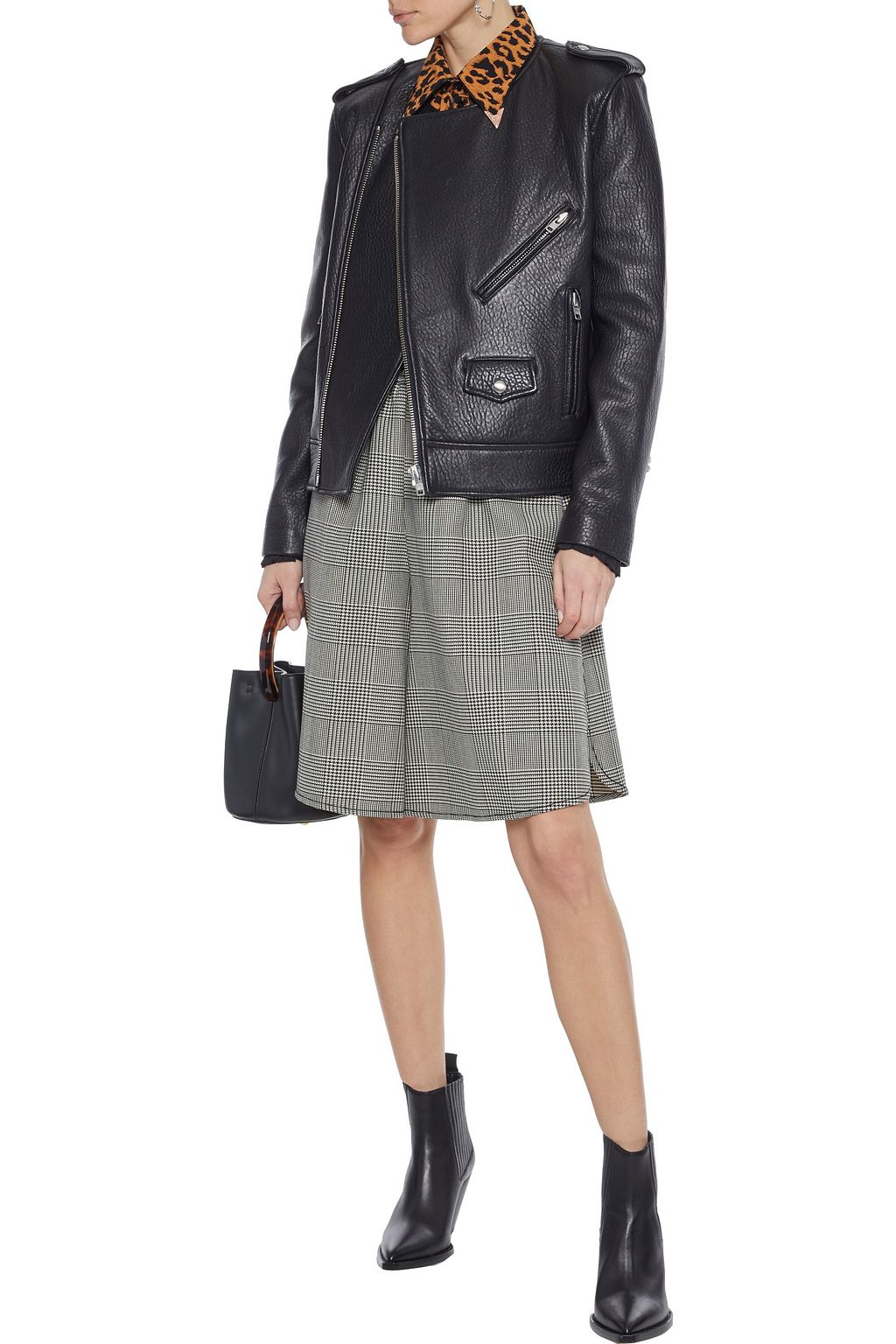 REBECCA MINKOFF Katrina textured-leather biker jacket