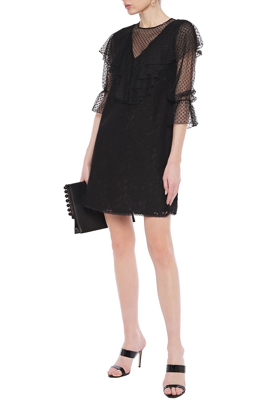 SEE BY CHLOÉ Ruffled paneled cotton-blend lace mini dress