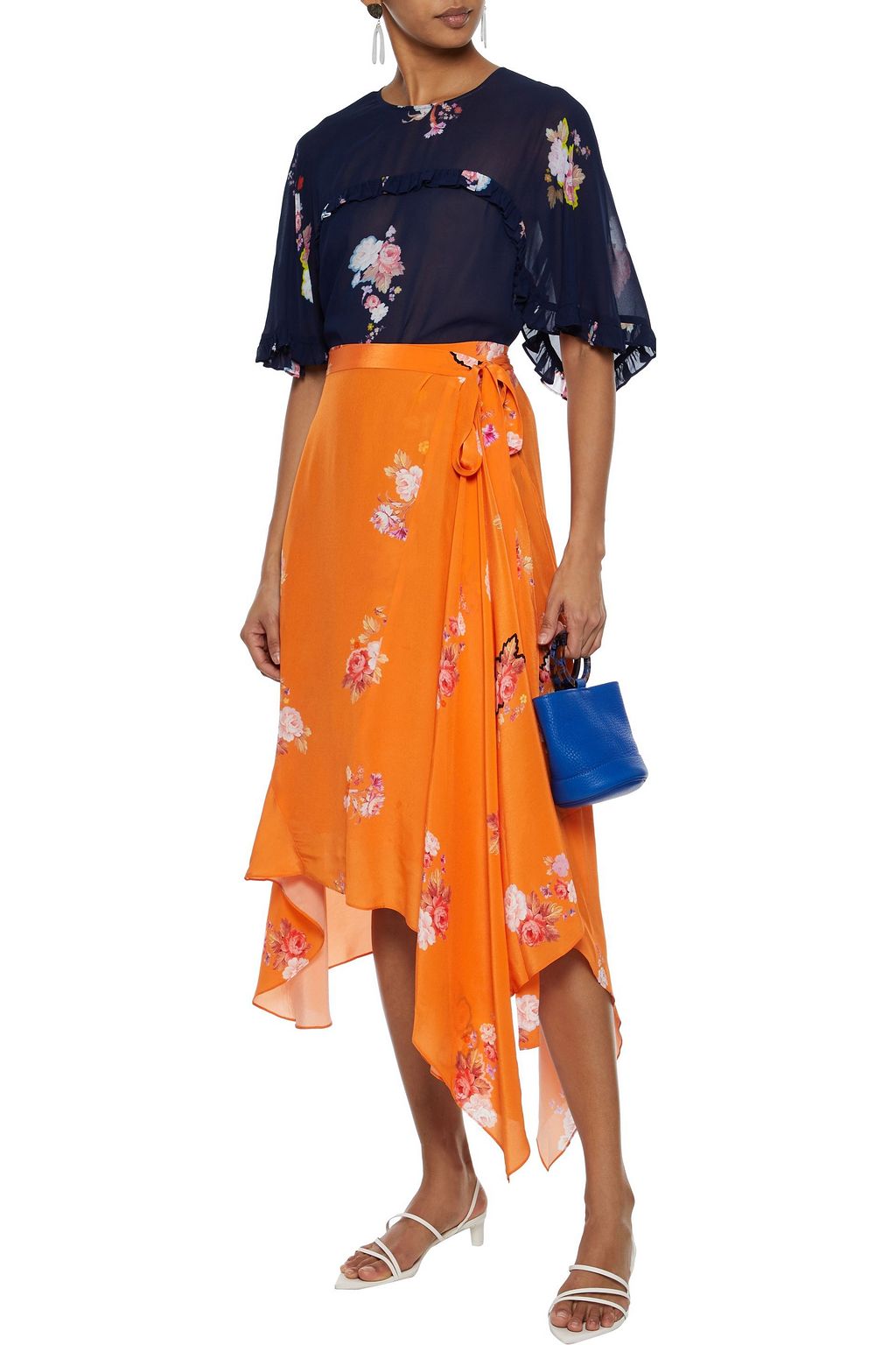 PREEN LINE Blake ruffle-trimmed floral-print georgette top