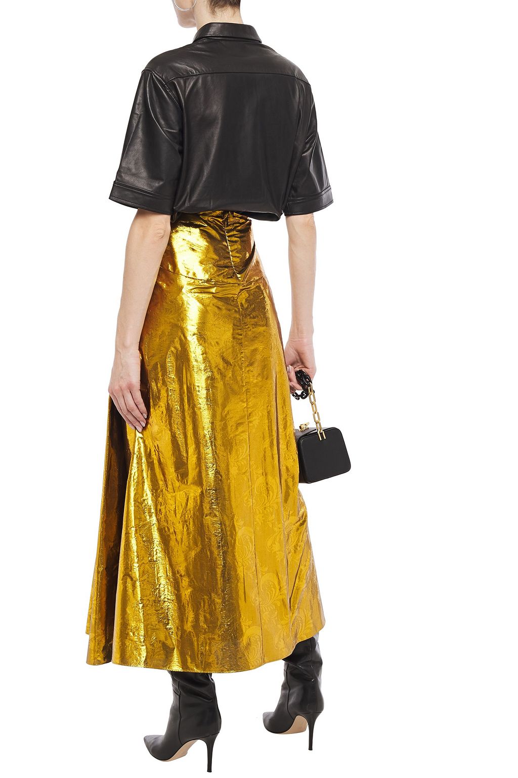 STELLA MCCARTNEY Cynthia gathered silk-blend lamé-jacquard maxi skirt