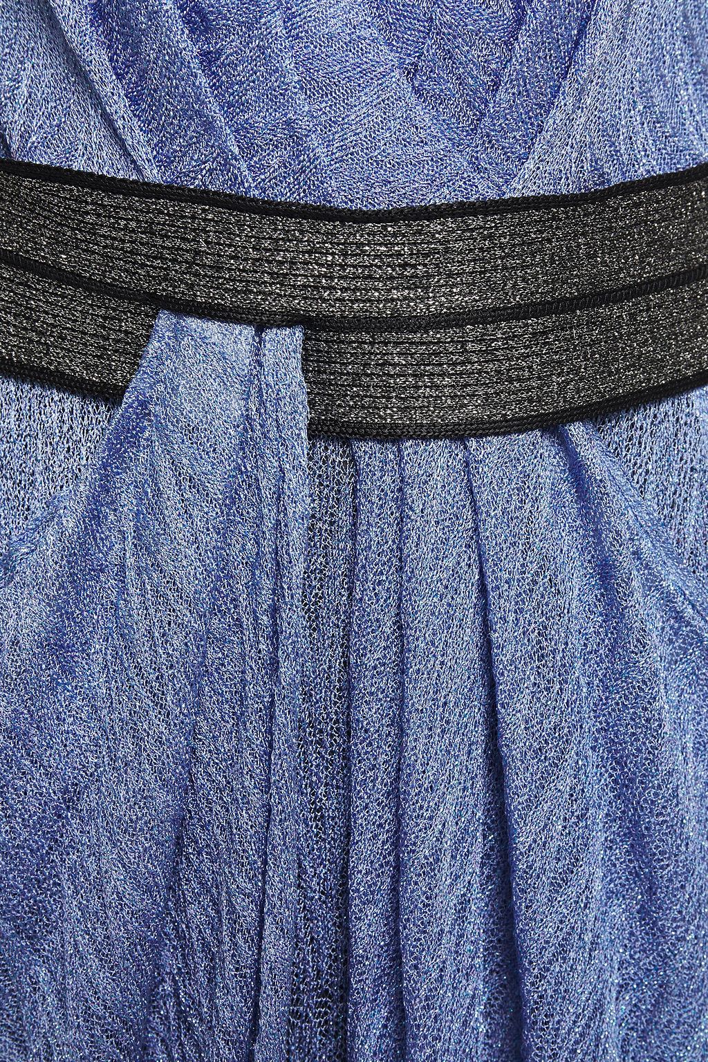 MISSONI Wrap-effect metallic crochet-knit maxi dress