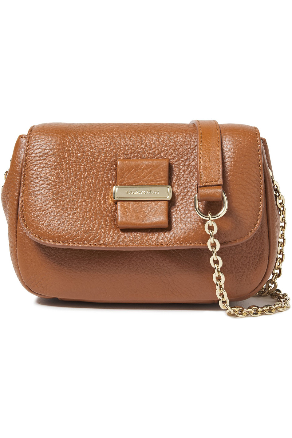 SEE BY CHLOÉ Logo-embellished pebbled-leather shoulder bag