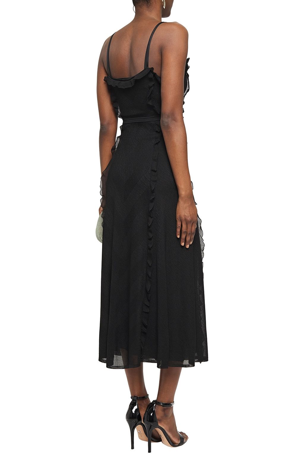Black Ruffletrimmed crochetknit midi dress MISSONI THE