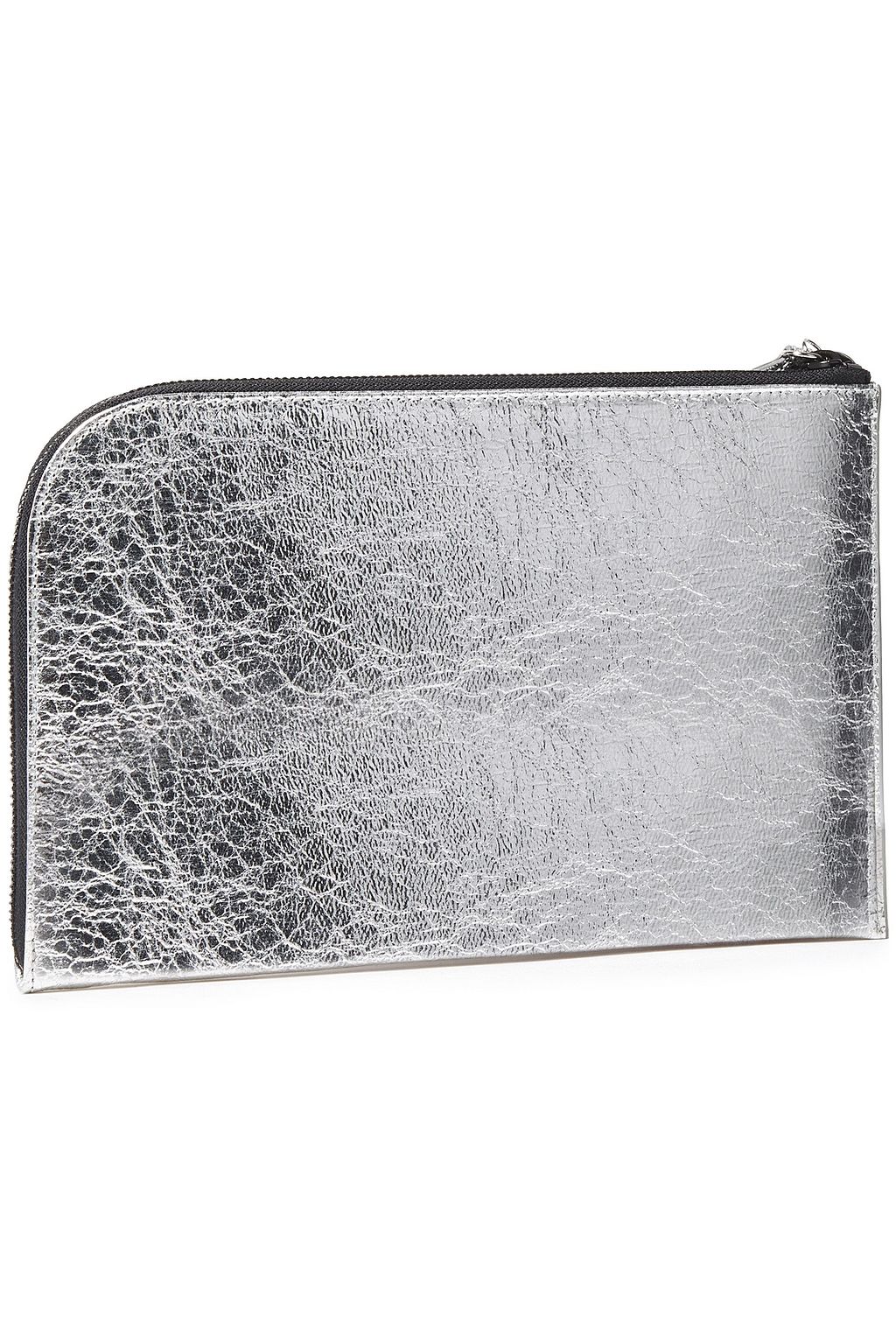 SEE BY CHLOÉ Joris logo-print metallic faux cracked-leather pouch