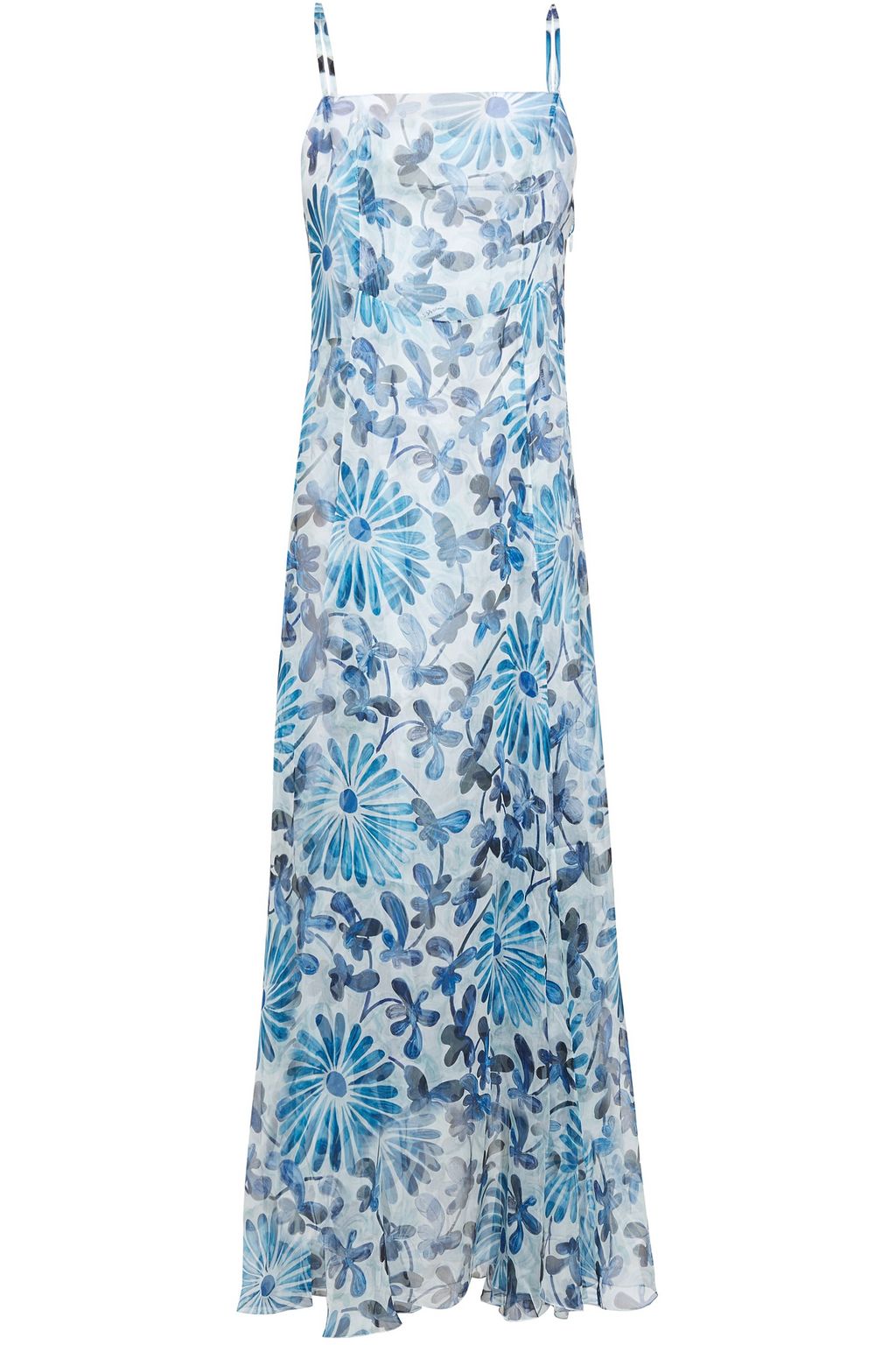 light blue silk maxi dress