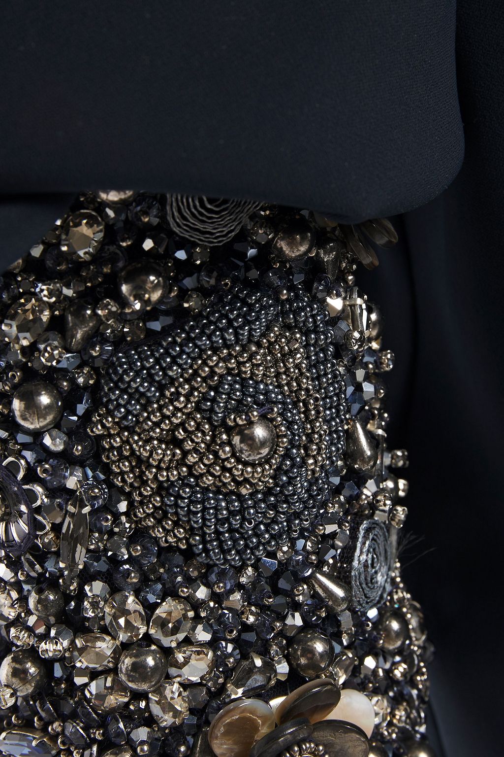 BADGLEY MISCHKA Gathered embellished stretch-cady dress