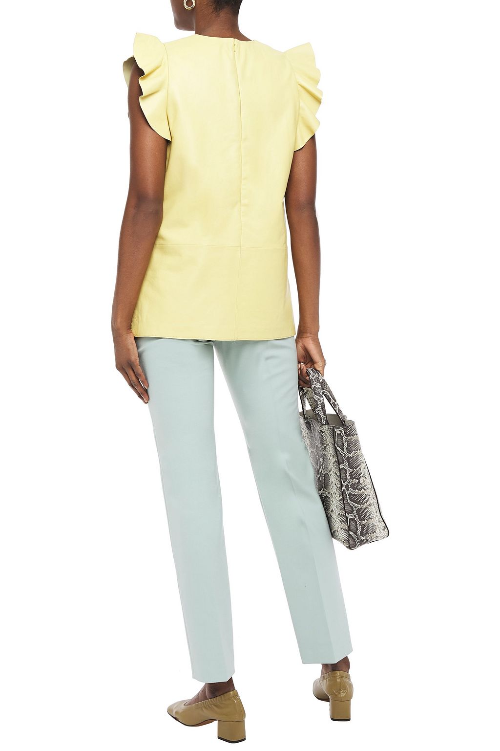STAND STUDIO Naava ruffled leather top